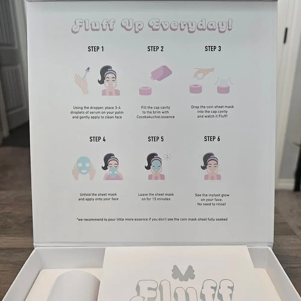 Fluff Mask Hydrating Coin Sheet Mask Kit Skincare Serum Essence Glowing Skin B